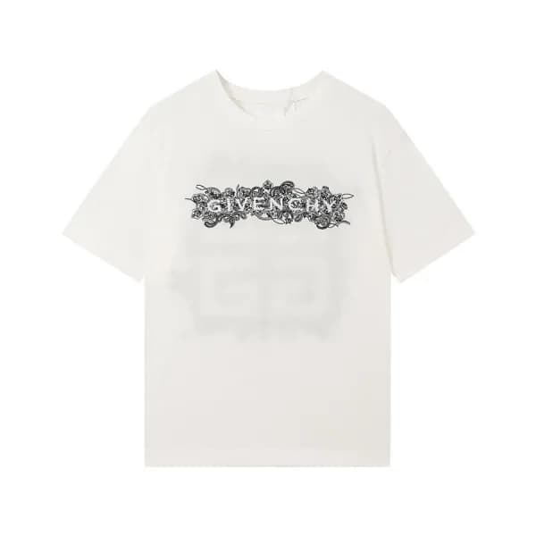 지방시 남성 크루넥 화이트 반팔티 - Mens White Tshirts - giv0647x - 1
