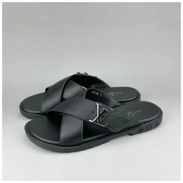 루이비통 남성 이니셜 블랙 슬리퍼 - Mens Black Slippers - lou0427… - 1