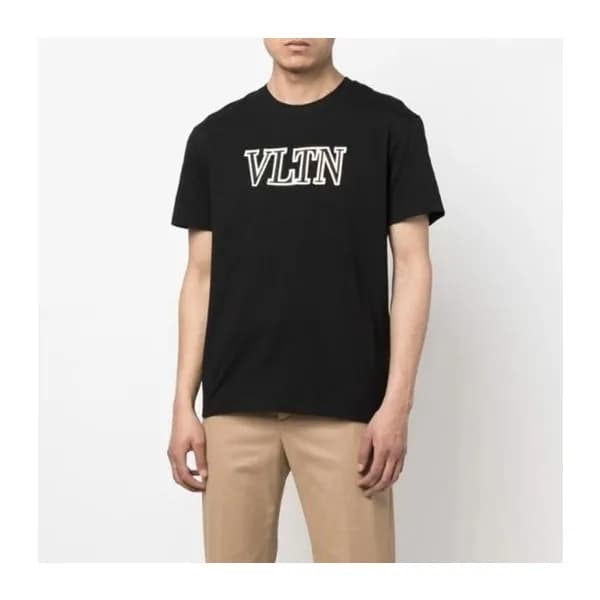 발렌티노 남성 블랙 크루넥 반팔티 - Mens Black Tshirts - val0267x - 1