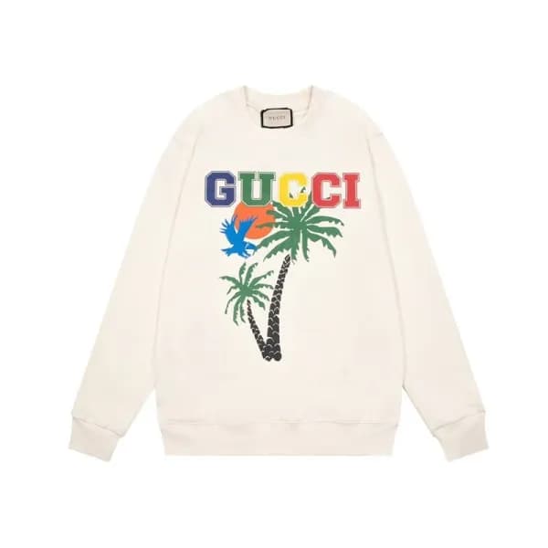 구찌 남/녀 캐쥬얼 아이보리 맨투맨 - Unisex Ivory Tshirts - Guc05… - 1