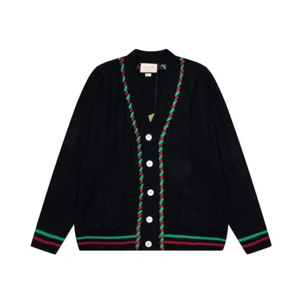 구찌 남/녀 브이넥 블랙 가디건 - Gucci Unisex Black Cardigan - … - 1