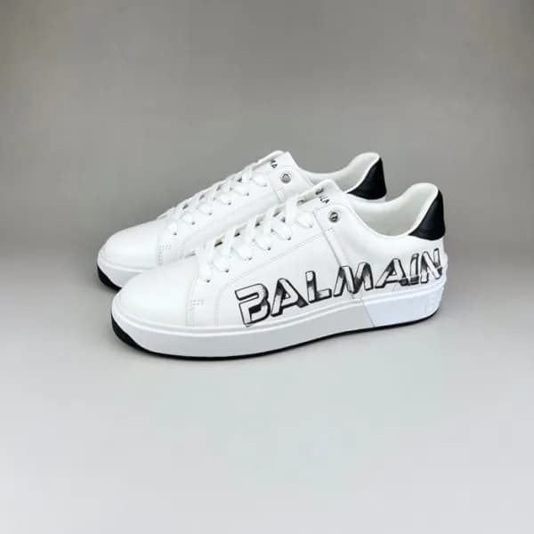 발망 남성 트렌디 화이트 스니커즈 - Balmain Mens White Sneakers -… - 1