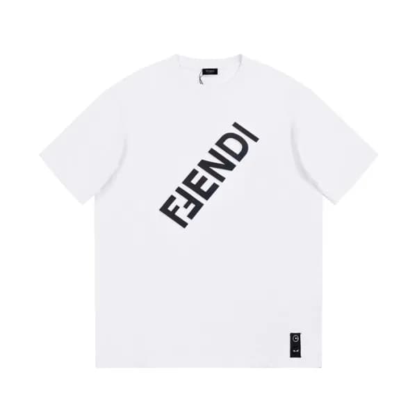 펜디 남성 화이트 크루넥 반팔티 - Fendi Mens White Short sleeved… - 1