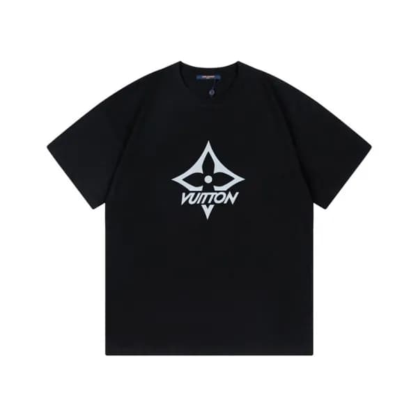 루이비통 남성 블랙 크루넥 반팔티 - Louis vuitton Mens Black Shor… - 1