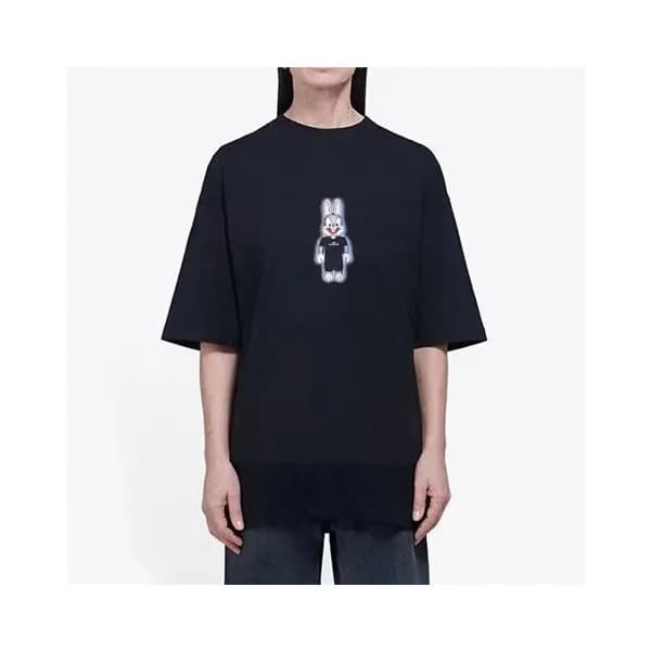 발렌시아가 남성 크루넥 블랙 반팔티 - Balenciaga Mens Black Short … - 1