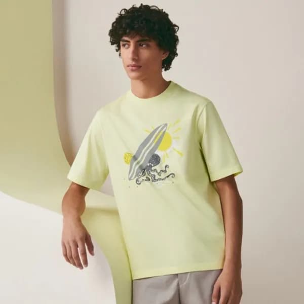 에르메스 남성 레몬 크루넥 반팔티 - Hermes Mens Lemon Short sleev… - 1