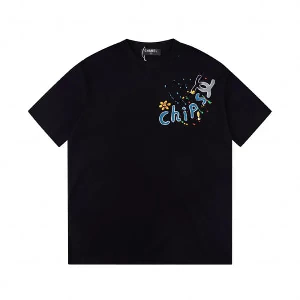 샤넬 남/녀 크루넥 블랙 반팔티 - Chanel Unisex Black Tshirts - … - 1
