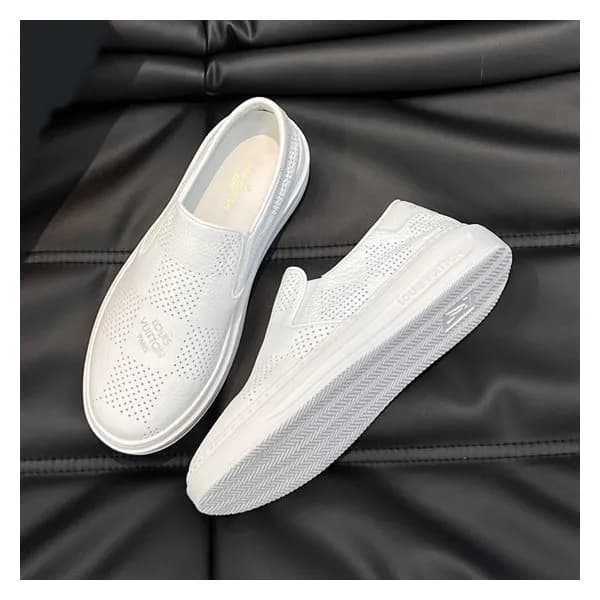 루이비통 남성 모던 화이트 로퍼 - Louis vuitton Mens White Loafe… - 1