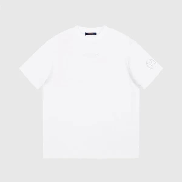 루이비통 남성 화이트 크루넥 반팔티 - Louis vuitton Mens White Sho… - 1