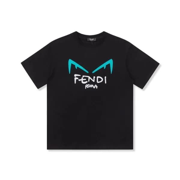 펜디 남성 블랙 크루넥 반팔티 - Fendi Mens Black Short sleeved … - 1