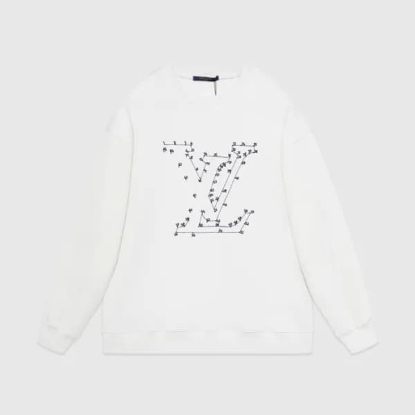 루이비통 남성 모던 화이트 맨투맨 - Louis vuitton Mens White Tshi… - 1