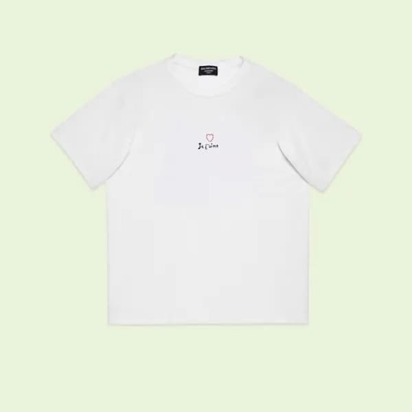 발렌시아가 남성 화이트 크루넥 반팔티 - Balenciaga Mens White Short… - 1