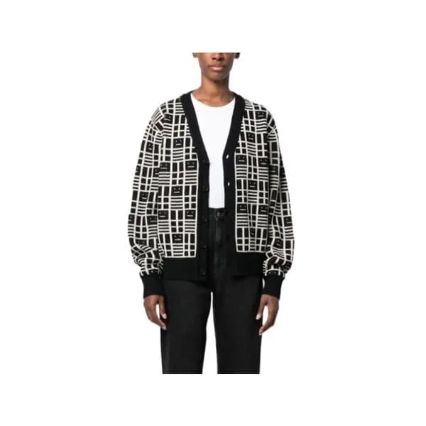 아크네 남/녀 브이넥 블랙 가디건 - Acne Unisex Black Cardigan - … - 1