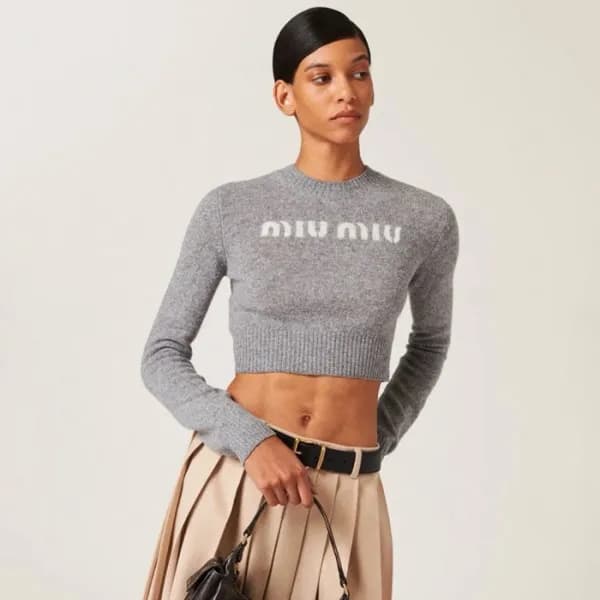 미우미우 여성 그레이 크루넥 니트 - Miumiu Womens Gray Knits - mi… - 1