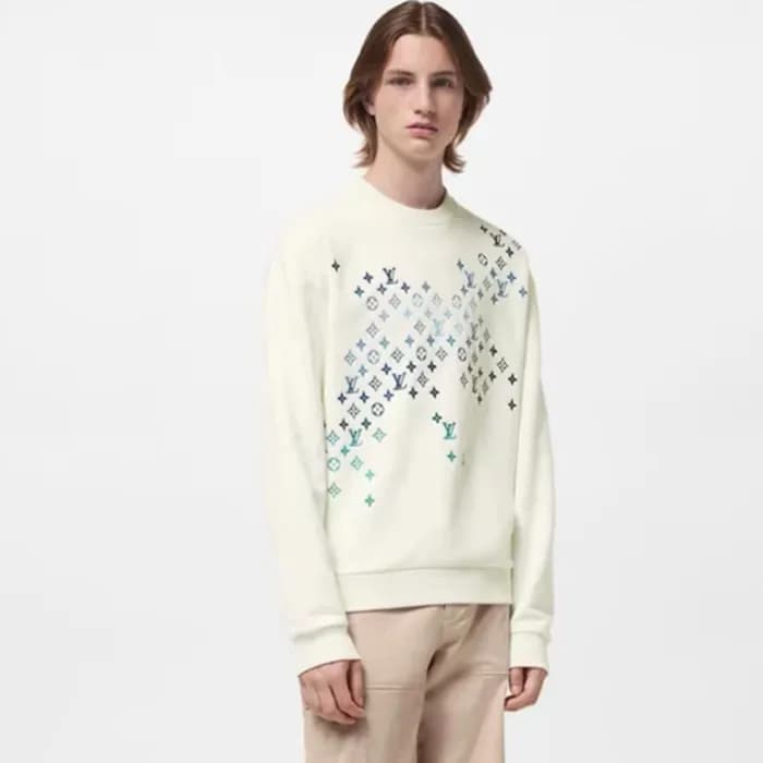 루이비통 남성 화이트 맨투맨 - Louis vuitton Mens White Tshirts… - 1