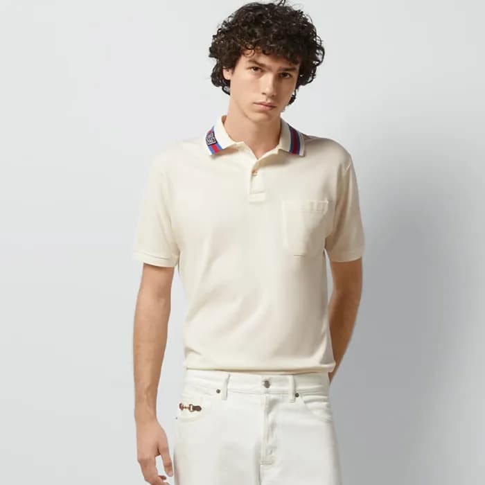 구찌 남성 화이트 폴로 반팔티 - Gucci Mens White Tshirts - guc3… - 1