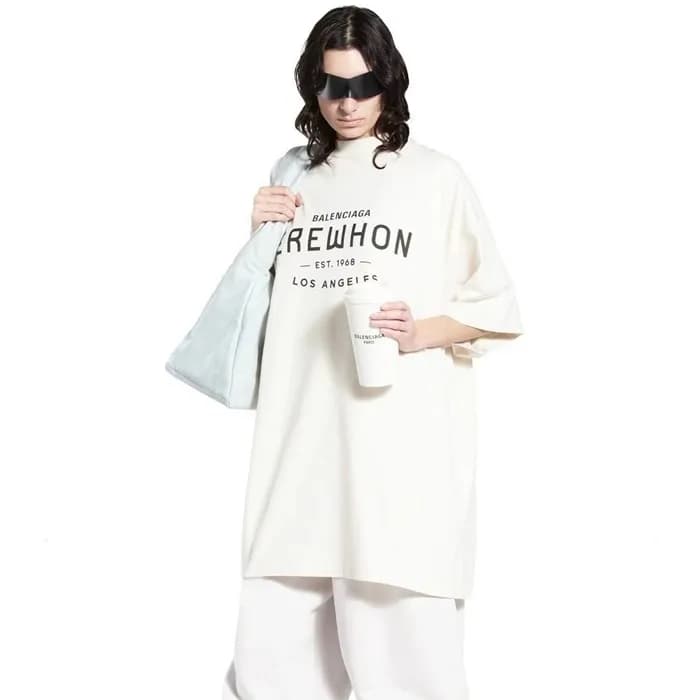 발렌시아가 남/녀 화이트 반팔 티셔츠 - Balenciaga Unisex White Tsh… - 1