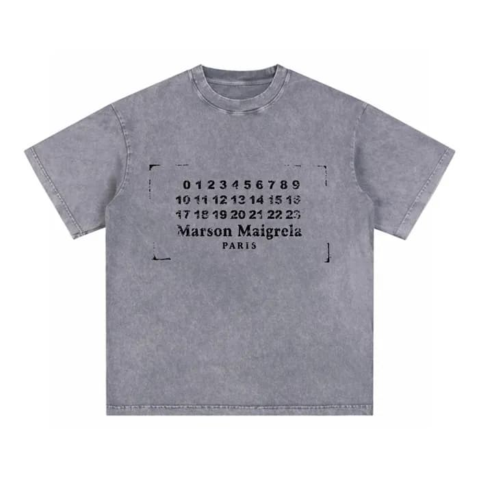 메종 마르지엘라 남/녀 그레이 반팔 티셔츠 - Maison Margiela Unisex G… - 1