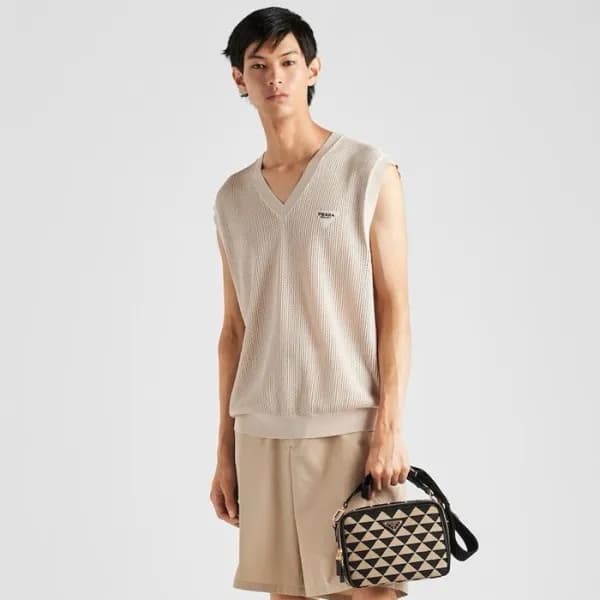 프라다 남성 베이지 나시 - Prada Mens Beige Sleeveless Shirts… - 1