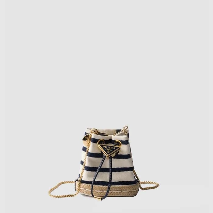 프라다 여성 스트라이프 패브릭 미니 파우치 1NR16H - Prada Womens Stri… - 1