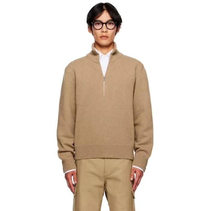 톰브라운 남성 인타르시아 하프 지퍼 스웨터 - Thom Browne Mens Intarsi… - 1