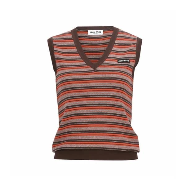 미우미우 남/녀 브이넥 베스트 - Miumiu Unisex V-neck Vest - mic… - 1