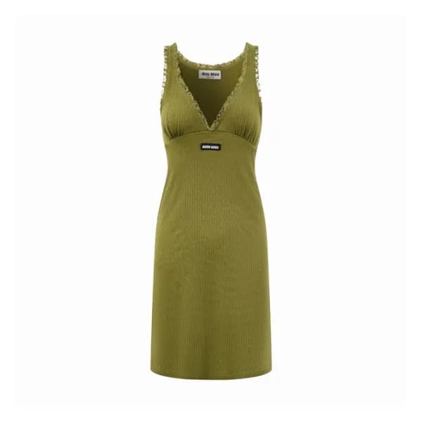 미우미우 여성 브이넥 원피스 - Miumiu Womens V-neck One-pieces … - 1