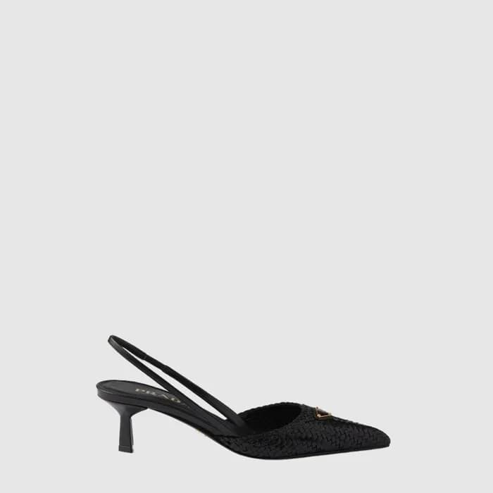 프라다 여성 우븐 레더 슬링백 펌프스 - Prada Womens Woven Leather Slingback Pumps - prs14506x