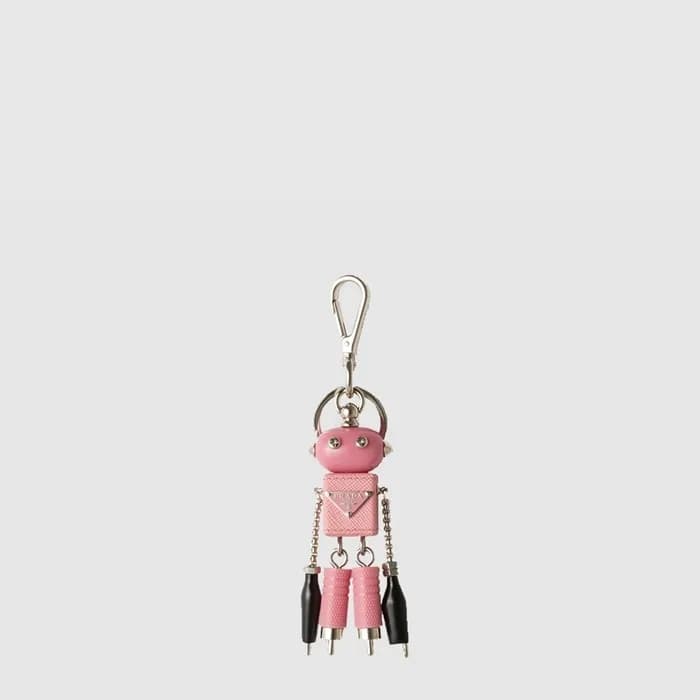 프라다 남/녀 로봇 사피아노 가죽 백 참 - Prada Unisex Robot Saffiano Leather Bag Charm - acc10257x - 1