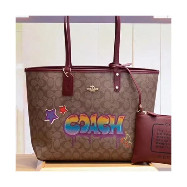 Coach Leather Riversible Tote Shoulder Shopper Bag… - 1