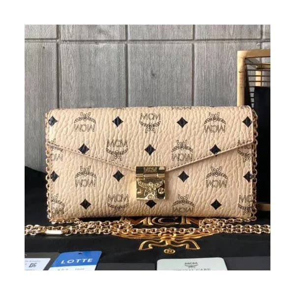 MCM 2019 Millie Visetos Leather Chain Shoulder Cro… - 1