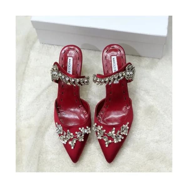 Monolo Blahnik 2019 Ladies Silk Middle Heel Slippe… - 1