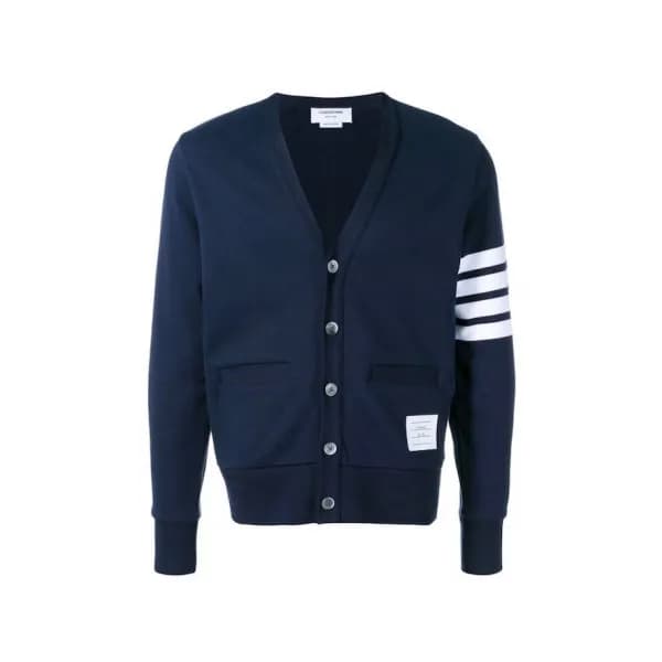 Thom Browne Mens V-neck Cardigan - 톰브라운 남성 코튼 브이넥 … - 1