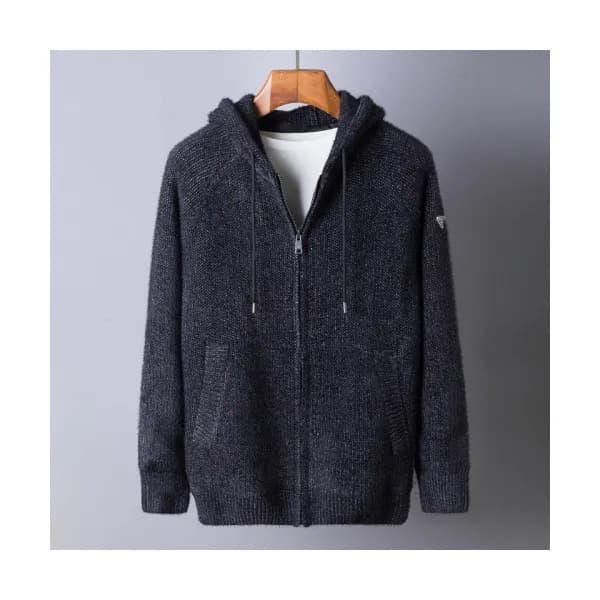 Prada 2019 Mens Crew-neck Zip- up Wool Sweater - 프… - 1