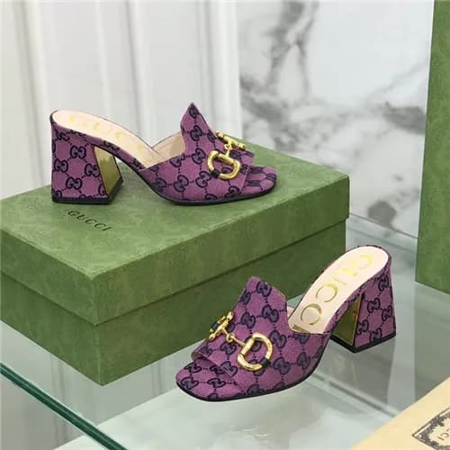 Gucci 2021 Women's Leather High Heel Slipper,G… - 1