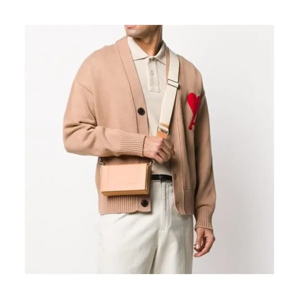 Ami Mens Logo Casual Cardigen Beige - 아미 2021 남성 로… - 1