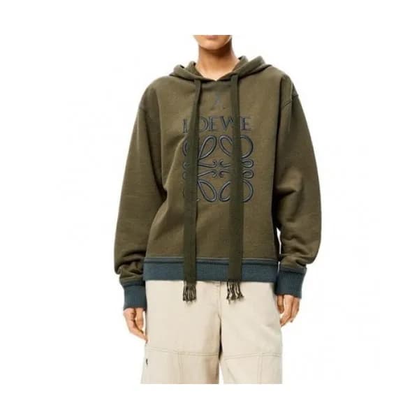 Loewe Mm/Wm Logo Cotton Hoodie Khaki - 로에베 2021 남… - 1