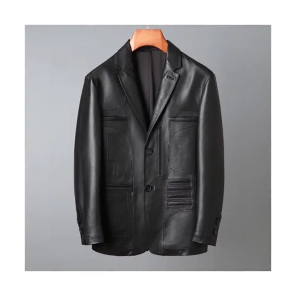 Fendi Mens Casual Leather Jackets Black - 펜디 2021… - 1