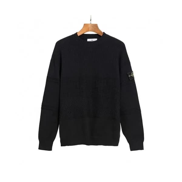 Stone Island Mens Casual Crew-neck Sweaters Black… - 1