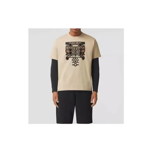 버버리 남성 크루넥 아이보리 반팔티 - Mens Ivory Tshirts - Bur0421… - 1