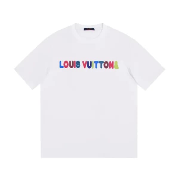 루이비통 남/여 크루넥 화이트 반팔티 - Unisex White Tshirts - lou0… - 1