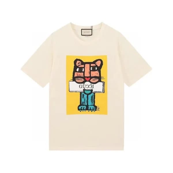 구찌 남/여 크루넥 아이보리 반팔티 - Unisex Ivory Tshirts - guc04… - 1