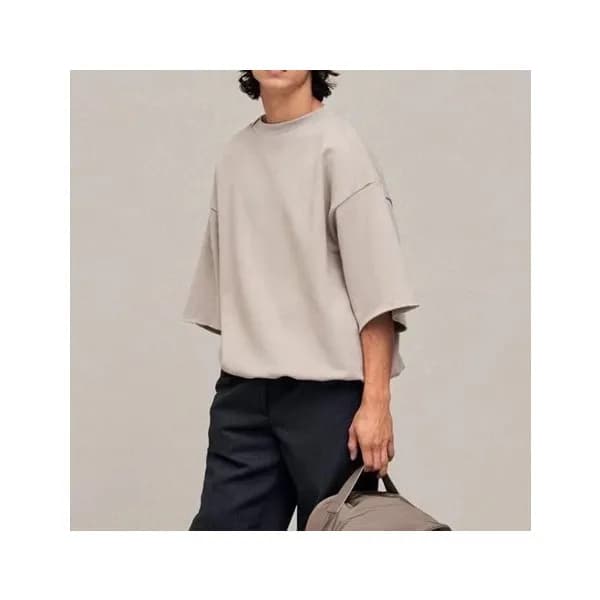 피어오브갓 남성 베이지 크루넥 반팔티 - Mens Beige Tshirts - fea038… - 1