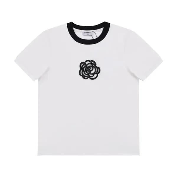 샤넬 여성 크루넥 화이트 반팔티 - Womens White Tshirts - chl0853… - 1