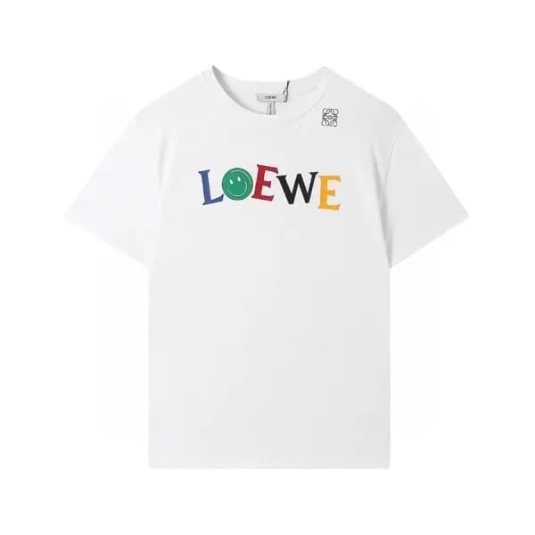 로에베 남성 이니셜 화이트 반팔티 - Mens White Tshirts - loe0586x - 1