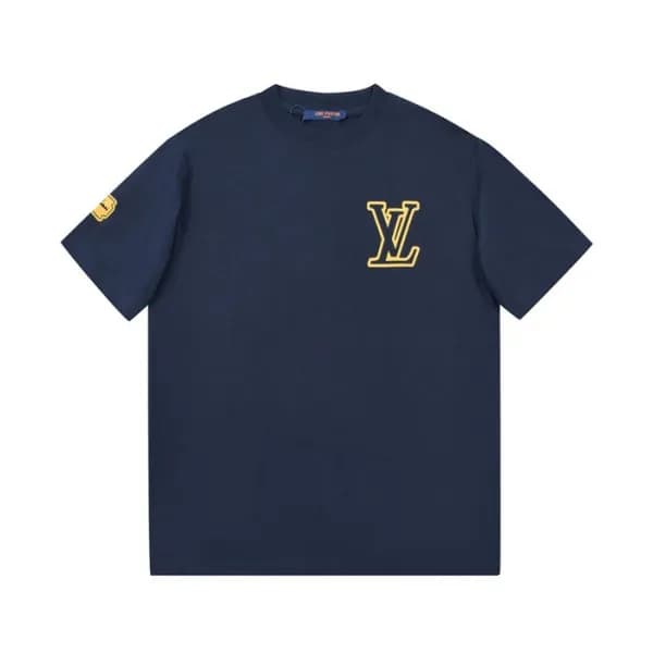루이비통 남성 네이비 크루넥 반팔티 - Mens Navy Tshirts - lou04332… - 1