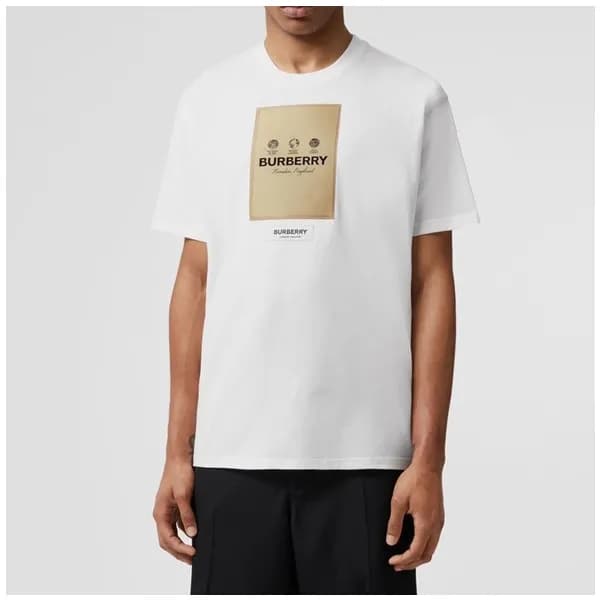 버버리 남/녀 화이트 크루넥 반팔티 - Unisex White Tshirts - Bur04… - 1
