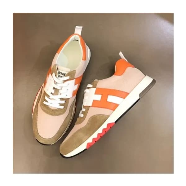 에르메스 남성 클래식 오렌지 스니커즈 - Mens Orange Sneakers - her0… - 1