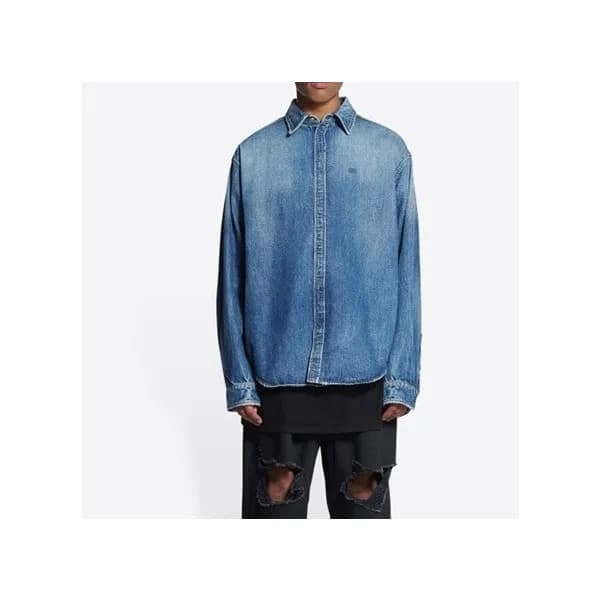 발렌시아가 트렌디 남성 블루 셔츠 - Mens Blue Tshirts - bal01680x - 1