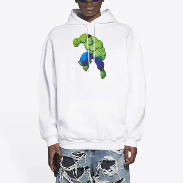 발렌시아가 남/녀 화이트 후드티 - Balenciaga Unisex White Hoodie… - 1